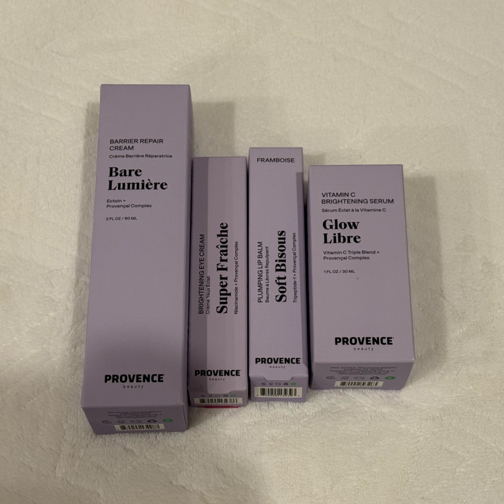 Provence Beauty Barrier Repair Cream, Eye Cream, Lip Balm, and Vit C Serum Lot